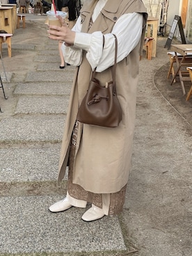 「春めきシューズ」｜「アイテム（トレンチコート）」を使った、sayaさん（レディース・156cm）の春コーディネート