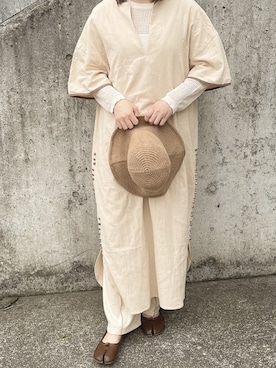 「消えそうな色コーデ」｜「アイテム（帽子）」を使った、sayaさん（レディース・156cm）の夏コーディネート