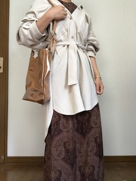 「エクリュ」｜「アイテム（その他アウター）」を使った、NENEさん（レディース・156cm）の春コーディネート