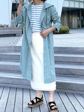 「マリンコーデ」｜「アイテム（その他アウター）」を使った、nol satoさん（レディース・160cm）の春コーディネート