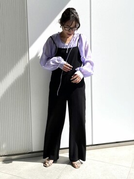 「NOLLEY’S（ノーリーズ）のアイテム（サロペット/オーバーオール）」を使った、nol satoさん（レディース・160cm）の春コーディネート