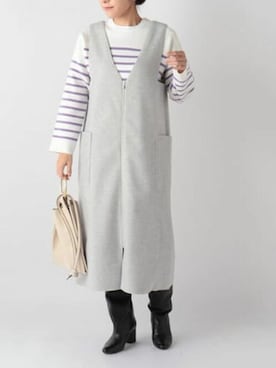 「2wayワンピース」｜「アイテム（アクセサリー）」を使った、nol satoさん（レディース・160cm）の秋コーディネート