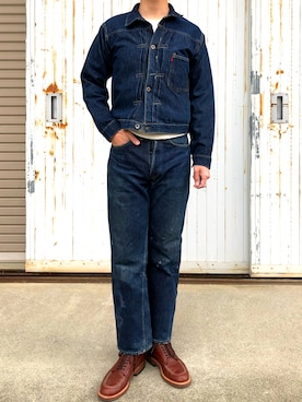 「アイテム（デニムジャケット）」を使った、Testarossaさん（メンズ・173cm・20代）の春コーディネート