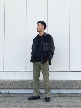 「アイテム（モカシン/デッキシューズ）」を使った、Koki Iwaiさん（メンズ・173cm）の秋コーディネート