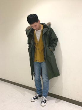 「MONKEY TIME（モンキータイム）のアイテム（モッズコート）」を使った、Koki Iwaiさん（メンズ・173cm）の秋コーディネート