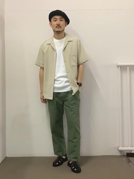 「RECOMMEND  ITEM STYLING」｜「アイテム（ハンチング/ベレー帽）」を使った、Koki Iwaiさん（メンズ・173cm）の夏コーディネート