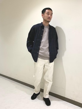 「RECOMMEND  ITEM STYLING」｜「アイテム（モカシン/デッキシューズ）」を使った、Koki Iwaiさん（メンズ・173cm）の秋コーディネート