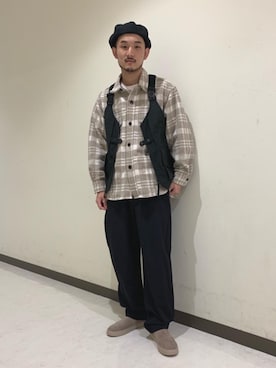 「アイテム（キャスケット）」を使った、Koki Iwaiさん（メンズ・173cm）の秋コーディネート