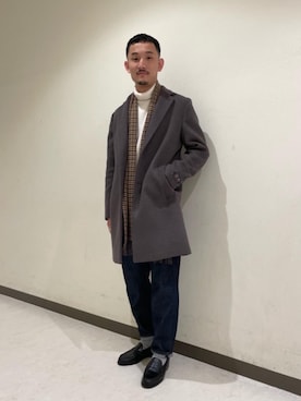 「RECOMMEND  ITEM STYLING」｜「アイテム（チェスターコート）」を使った、Koki Iwaiさん（メンズ・173cm）の冬コーディネート