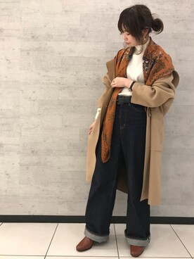 「Johnbull Private labo（ジョンブルプライベートラボ）のアイテム（その他アウター）」を使った、りりこさん（レディース・155cm）の秋コーディネート