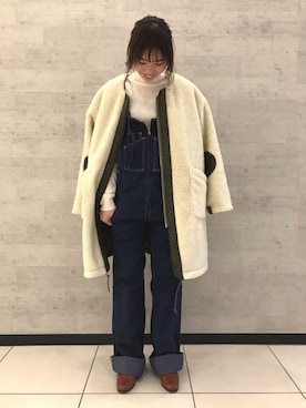 「Johnbull Private labo（ジョンブルプライベートラボ）のアイテム（その他アウター）」を使った、りりこさん（レディース・155cm）の冬コーディネート