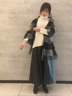 「Anne Thomas（アントーマス）のアイテム」を使った、りりこさん（レディース・155cm）の冬コーディネート