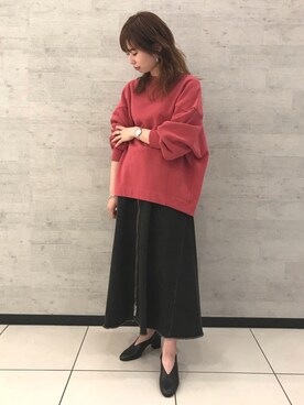「Johnbull Private labo（ジョンブルプライベートラボ）のアイテム（スウェット）」を使った、りりこさん（レディース・155cm）の冬コーディネート