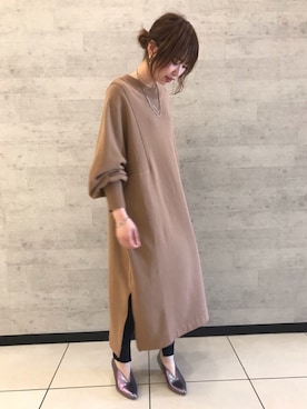 「Johnbull Private labo（ジョンブルプライベートラボ）のアイテム（ワンピース）」を使った、りりこさん（レディース・155cm）の冬コーディネート