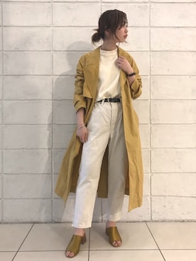 「Johnbull Private labo（ジョンブルプライベートラボ）のアイテム（トレンチコート）」を使った、りりこさん（レディース・155cm）の春コーディネート