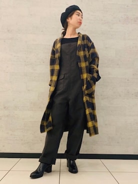 「Johnbull Private labo（ジョンブルプライベートラボ）のアイテム（サロペット/オーバーオール）」を使った、りりこさん（レディース・155cm）の秋コーディネート
