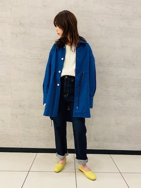 「johnbull」｜「アイテム（デニムジャケット）」を使った、りりこさん（レディース・155cm）の冬コーディネート