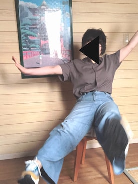 「UNIQLO（ユニクロ）のレーヨンブラウス（半袖）（シャツ/ブラウス）」を使った、はるまきさん（レディース・155cm）の夏コーディネート