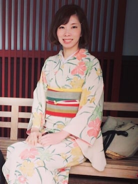 「お着物」｜みさきさん（レディース・165cm）の春コーディネート