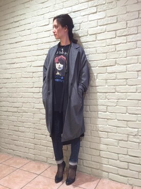 「hystericglamour」｜「アイテム（チェスターコート）」を使った、kanaさん（レディース・172cm）の春コーディネート