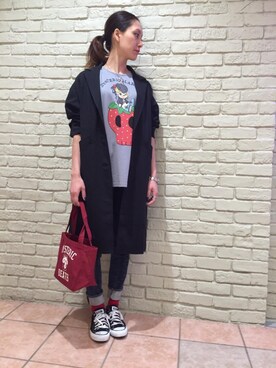 「hystericglamour」｜「アイテム（チェスターコート）」を使った、kanaさん（レディース・172cm）の春コーディネート