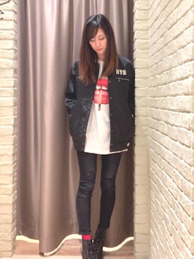 「コラボレーション」｜「アイテム（スタジャン）」を使った、kanaさん（レディース・172cm）の冬コーディネート