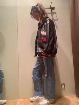 「らふこーで」｜「アイテム（スタジャン）」を使った、kanaさん（レディース・172cm）の秋コーディネート