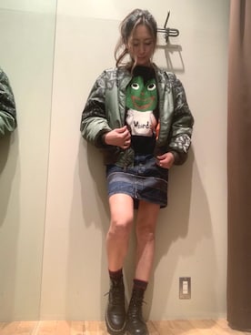 「でにむ」｜「アイテム（MA-1）」を使った、kanaさん（レディース・172cm）の秋コーディネート