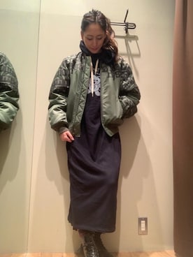 「らふこーで」｜「アイテム（MA-1）」を使った、kanaさん（レディース・172cm）の秋コーディネート
