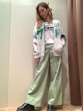 「ワイドパンツ 」｜「アイテム（その他アウター）」を使った、kanaさん（レディース・172cm）の冬コーディネート