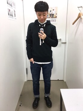 「MUJI」｜「アイテム（ブーツ）」を使った、L🦁さん（メンズ・156cm）の冬コーディネート