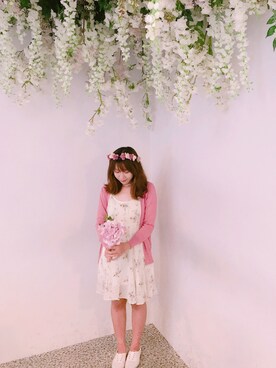 「アイテム（レインシューズ、ホワイト系）」を使った、Monica Chen（不是摸妳卡稱喔）さん（レディース・150cm）の夏コーディネート