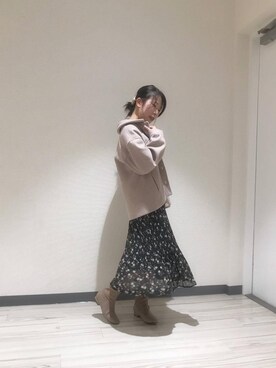 「ボウタイ」｜「アイテム（その他アウター）」を使った、マジェスティックレゴンアミュプラザ小倉店スタッフさん（レディース・156cm）の秋コーディネート