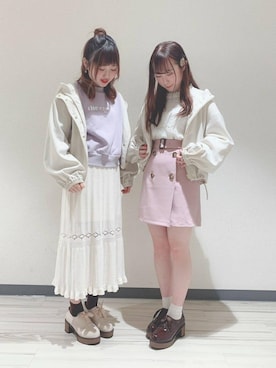 「双子コーデ」｜「アイテム（ブルゾン）」を使った、マジェスティックレゴンアミュプラザ小倉店スタッフさん（レディース・153cm）の春コーディネート