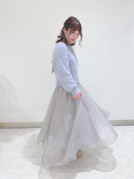 「オーガンジー」｜「アイテム（ブーツ）」を使った、マジェスティックレゴンアミュプラザ小倉店スタッフさん（レディース・150cm）の秋コーディネート