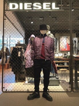「AIR FORCE 1」｜「アイテム（ブルゾン）」を使った、フジケン@DIESELさん（メンズ・175cm）の冬コーディネート