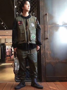 「DIESEL（ディーゼル）のアイテム（その他アウター）」を使った、フジケン@DIESELさん（メンズ・175cm）の春コーディネート