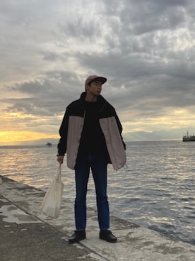 「Saturdays NYC（サタデーズ ニューヨークシティ ）のアイテム（キャップ）」を使った、Takumi Sakamotoさん（メンズ・180cm）の冬コーディネート