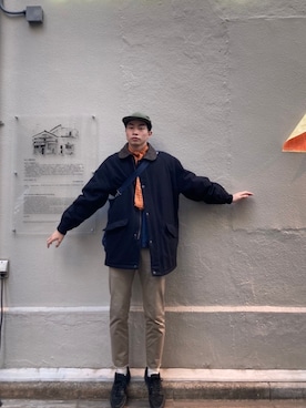 「Saturdays NYC（サタデーズ ニューヨークシティ ）のアイテム（キャップ）」を使った、Takumi Sakamotoさん（メンズ・180cm）の冬コーディネート