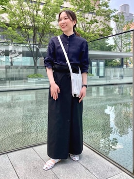 「MASTER&Co（マスターアンドコー）のアイテム（ショルダーバッグ）」を使った、橋本　オデット エ オディール スタッフさん（レディース・157cm）の春コーディネート