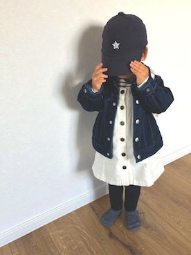 「COMME CA ISM（コムサイズム）のアイテム（ブルゾン）」を使った、しゅりぽんさん（キッズ・90cm）の秋コーディネート