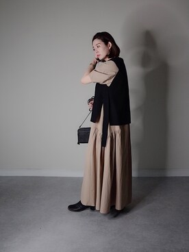 「ibeul_のアイテム（ワンピース/ドレス、ベージュ系）」を使った、haru___ibe様さん（レディース・158cm）の秋コーディネート