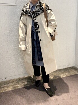 「ibeul_のアイテム（トレンチコート、ベージュ系）」を使った、haru___ibe様さん（レディース・158cm）の冬コーディネート