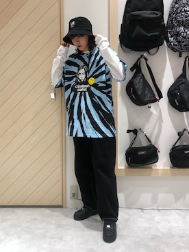 「X-girl（エックスガール）のWIDE TAPERED PANTS（その他パンツ）」を使った、片岡碧唯さん（レディース・160cm）の春コーディネート