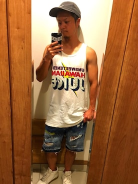 「Lightning Bolt（ライトニングボルト）のアイテム」を使った、AKIRAさん（メンズ・165cm）の夏コーディネート