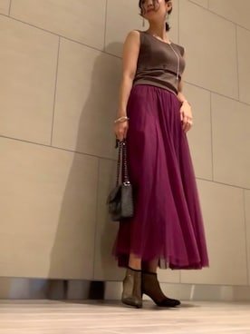 「アイテム（ブーティ、ゴールド系）」を使った、amiさん（レディース・160cm）の夏コーディネート