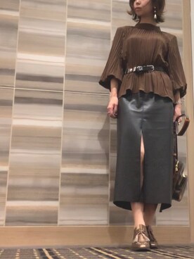 「Ameri（アメリ）のアイテム（アクセサリー）」を使った、amiさん（レディース・160cm）の秋コーディネート