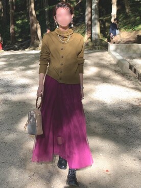 「Ameri（アメリ）のアイテム（アクセサリー）」を使った、amiさん（レディース・160cm）の秋コーディネート