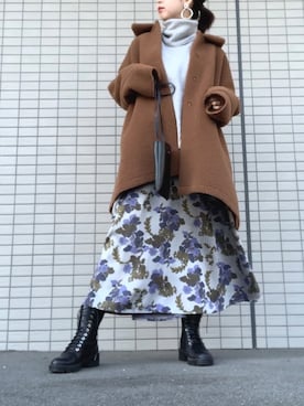 「Ameri（アメリ）のアイテム（ステンカラーコート）」を使った、amiさん（レディース・160cm）の冬コーディネート