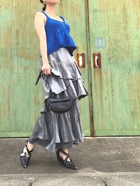 「ロンクスカート」｜「アイテム（ブーティ）」を使った、amiさん（レディース・160cm）の夏コーディネート